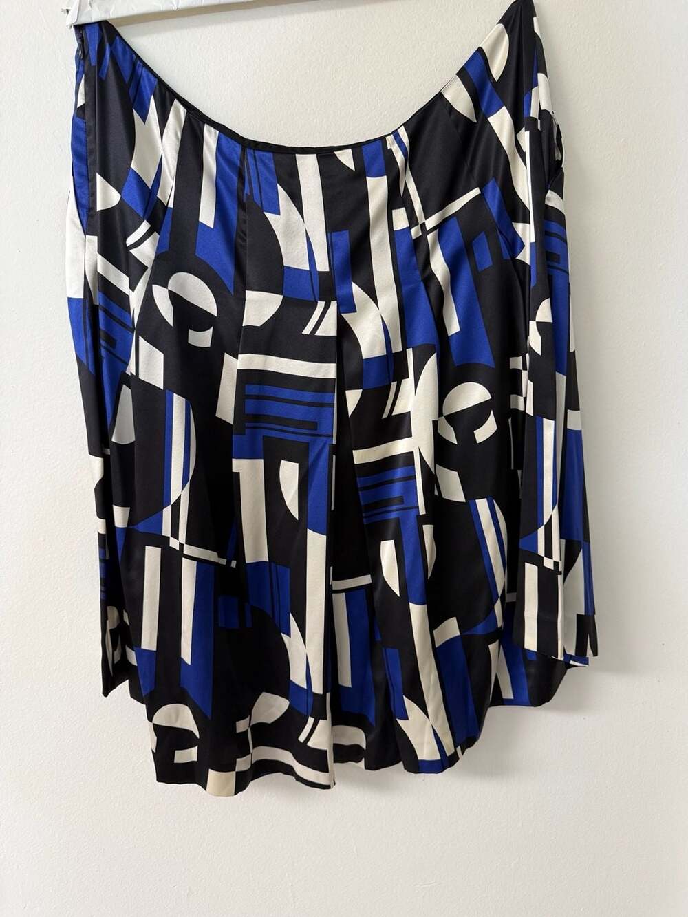 Lauren Ralph Lauren 100% Silk Geometric Print Pleated Skirt